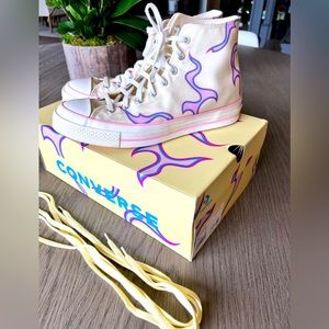 Converse GOLF Yellow and Pink Le Fleur Edition Chuck 70 High top Sneakers